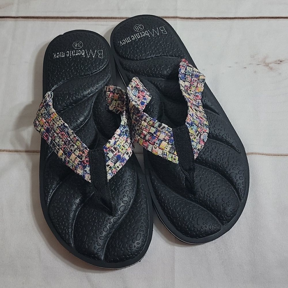 𝅺SANDLES or Flip Flops by BM bernie mav. with beautiful multicolor design